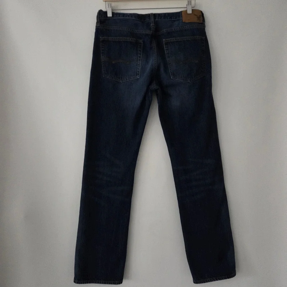 American Eagle‎ Outfitters Mens Original Straight Dark Wash Jeans Size 32x34 - Picture 2 of 5
